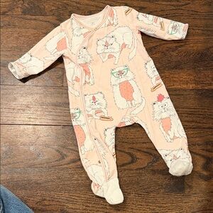 Little Marc Jacobs Pink Cat-Print Footed One-Piece